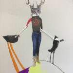 Gestaltung einer Mixed-Media-Figur, die als Helfer unliebsame Aufgaben übernimmt (Collagetechnik und zeichnerische Ergänzung, Klasse 7c) 2020 (17)