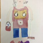 Gestaltung einer Mixed-Media-Figur, die als Helfer unliebsame Aufgaben übernimmt (Collagetechnik und zeichnerische Ergänzung, Klasse 7c) 2020 (9)